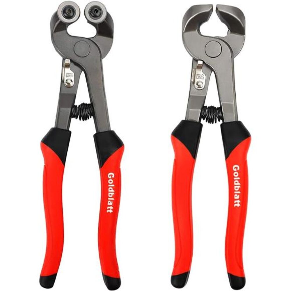 2 Piece Glass Tile Nippers Set - Heavy Duty Wheeled Glass Mosaic Nipper & Hd